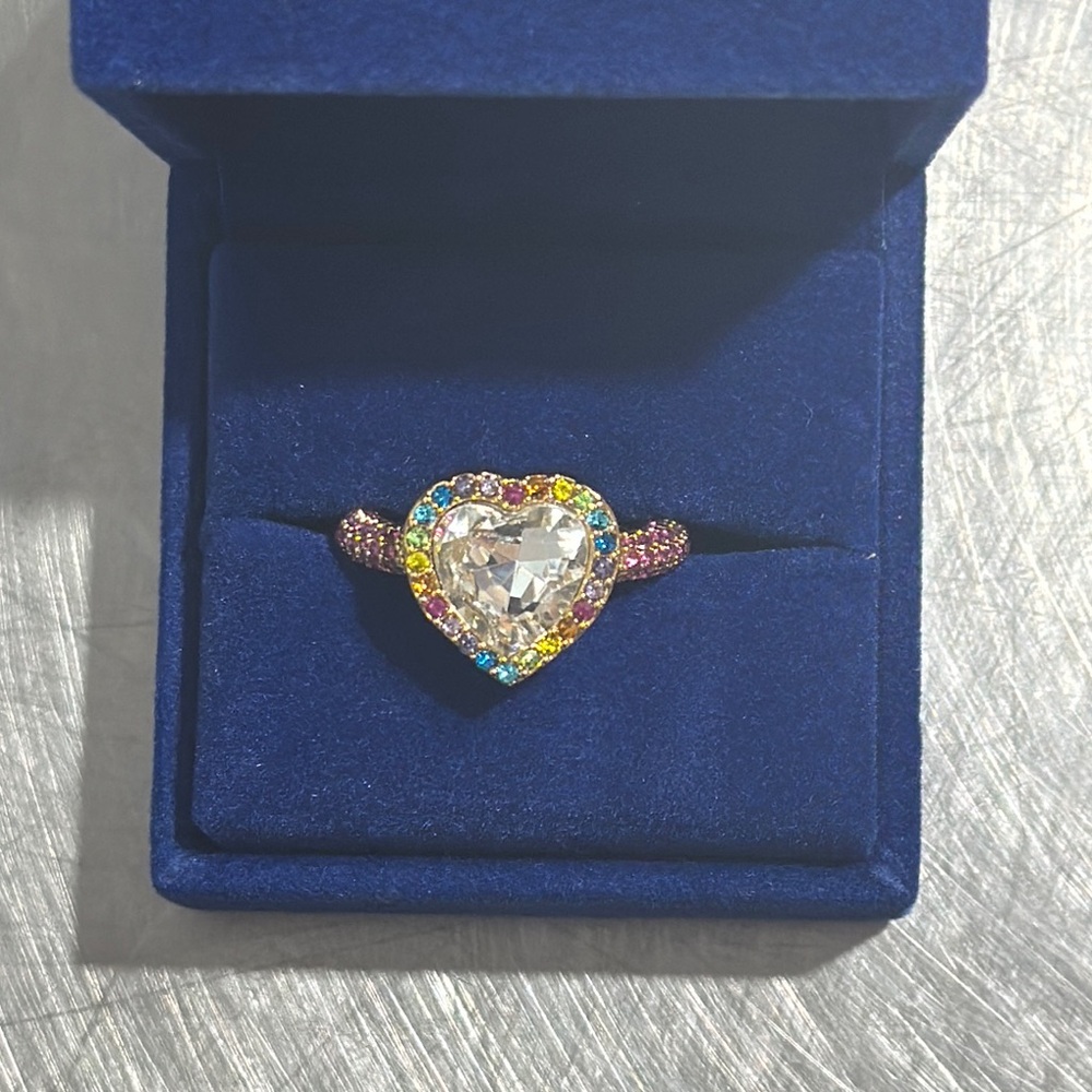 Kurt Geiger Heart-Shaped Multicolor Gemstone Ring 7